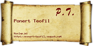Ponert Teofil névjegykártya